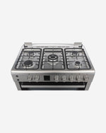 Hoover 90x60 cm Full Gas Oven with 5 Burners, Grill, Rotisserie, Auto Ignition, Safety Features, Cast Iron Pan Support, Stainless Steel, Made in Turkey - 1 Year Warranty
