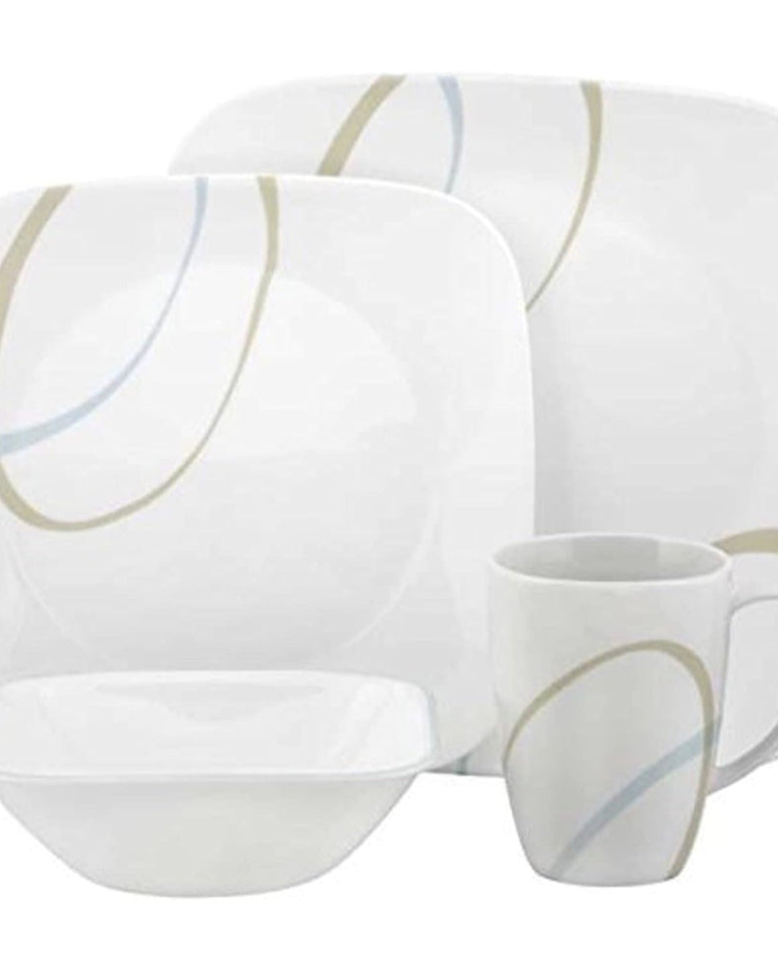 Corelle 16 PCS DINNER SET SQ. SAND & SKY W/MUG