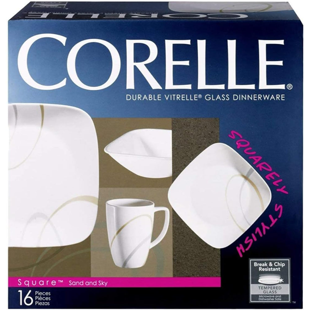 Corelle 16 PCS DINNER SET SQ. SAND & SKY W/MUG