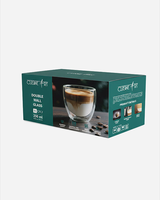 Cuisine Art Borosilicate Double Wall Glass Set 250ml 2Pc