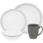 Corelle 16 PCS DINNER SET MYSTIC GREY W/MUG