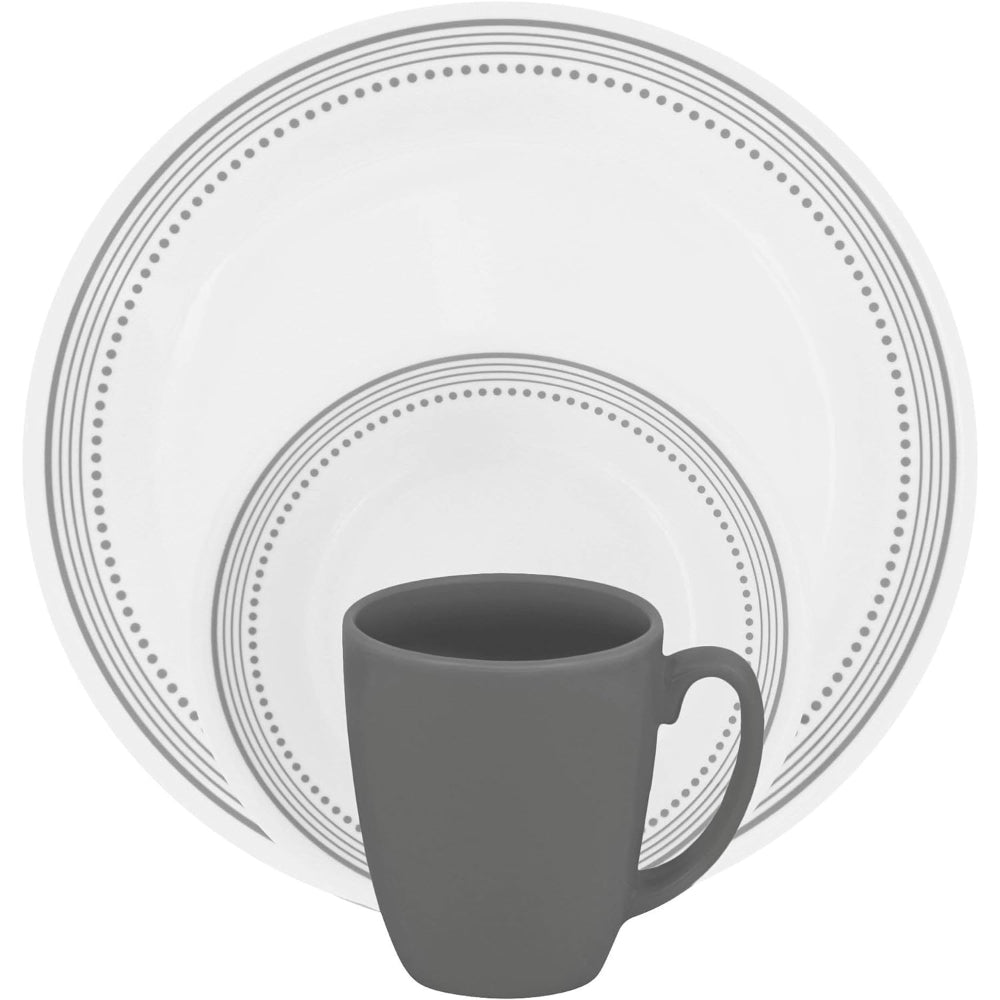 Corelle 16 PCS DINNER SET MYSTIC GREY W/MUG