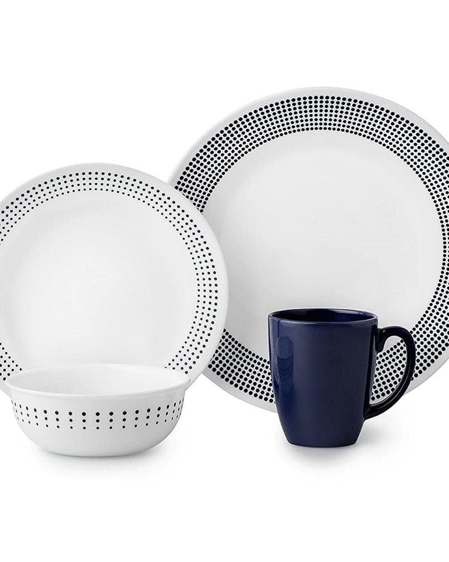 Corelle Dinnerware Set 16Pc Bayside Dots Navy