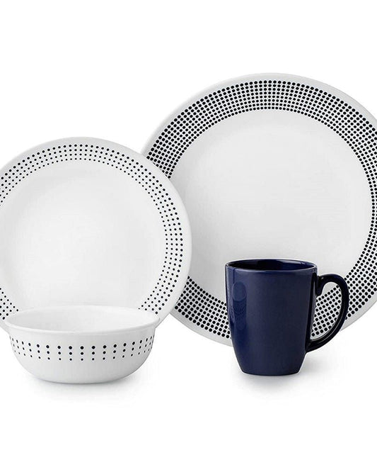 Corelle Dinnerware Set 16Pc Bayside Dots Navy