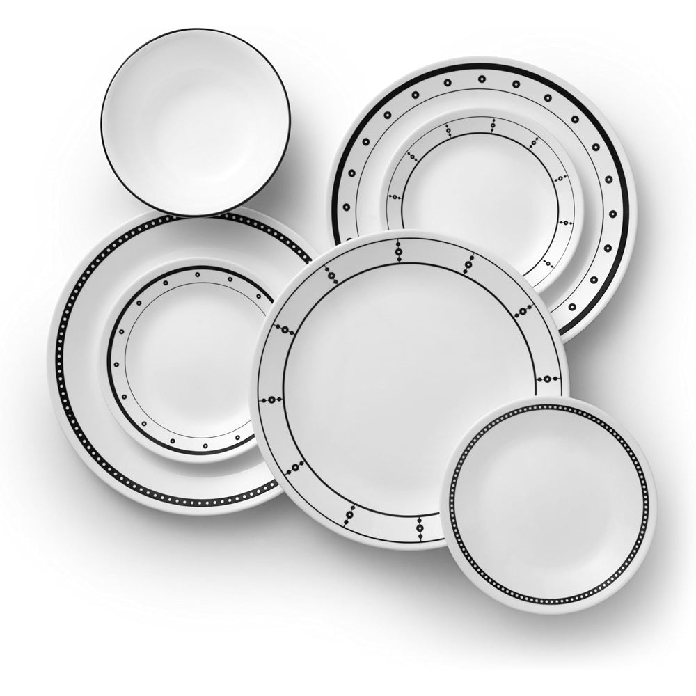 Corelle 18 PCS DINNER SET BLACK AND WHITE