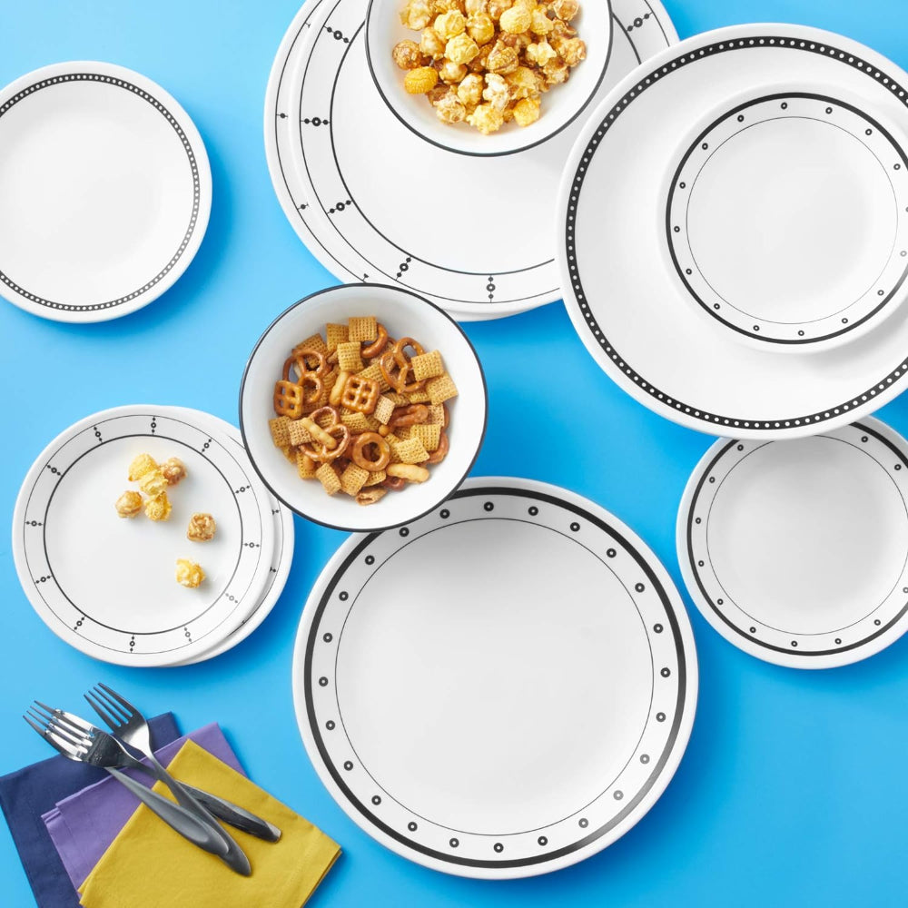 Corelle 18 PCS DINNER SET BLACK AND WHITE