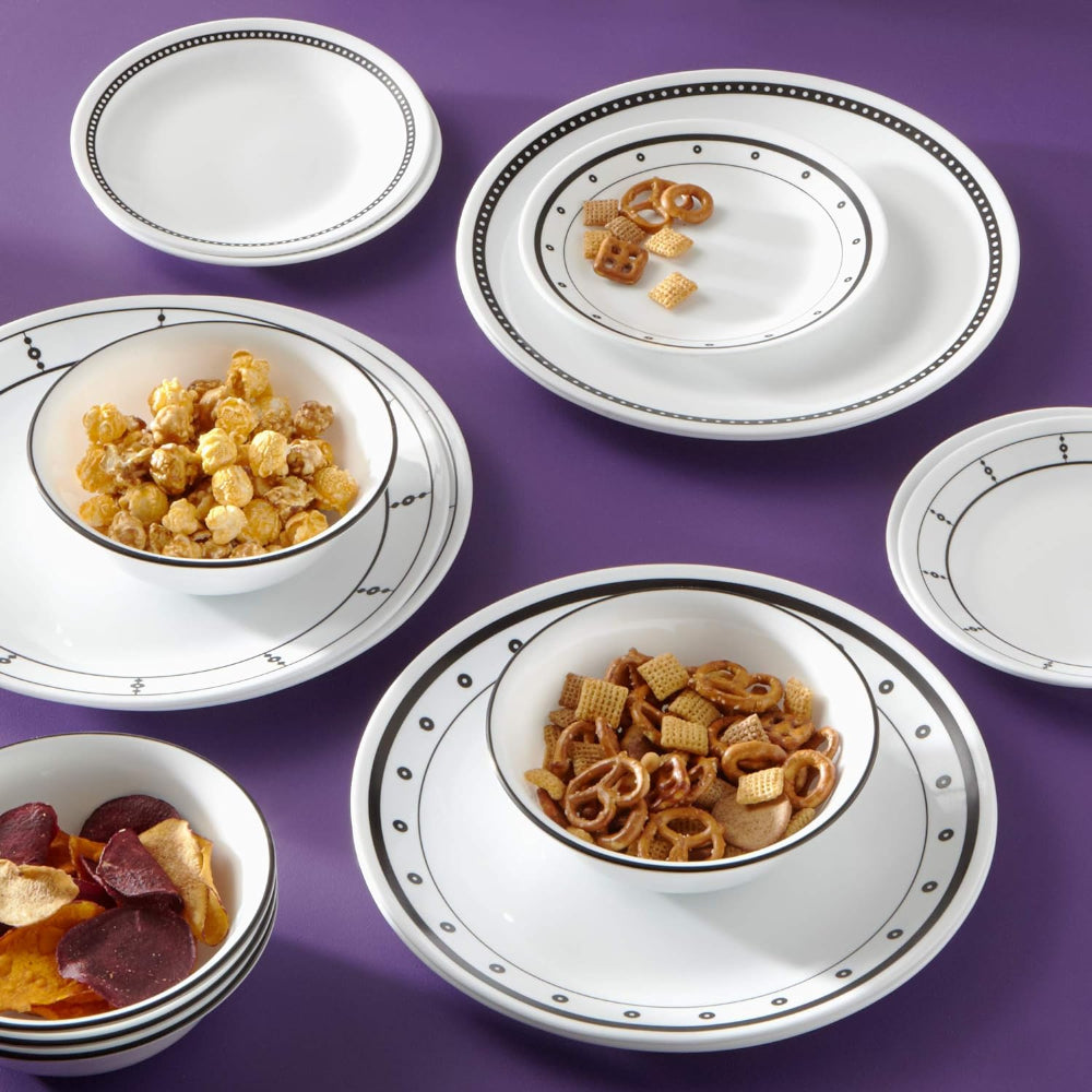Corelle 18 PCS DINNER SET BLACK AND WHITE