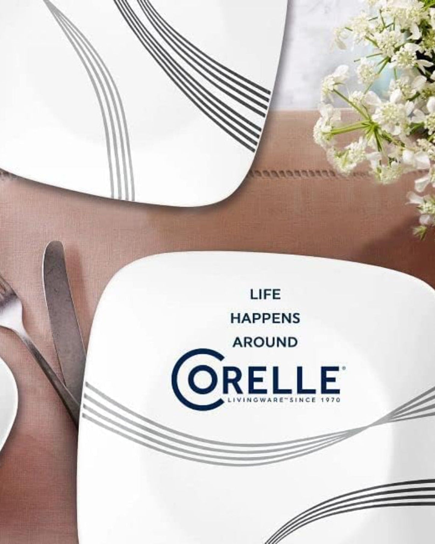 Corelle Dinnerware Set 16Pc Square Urban Arc