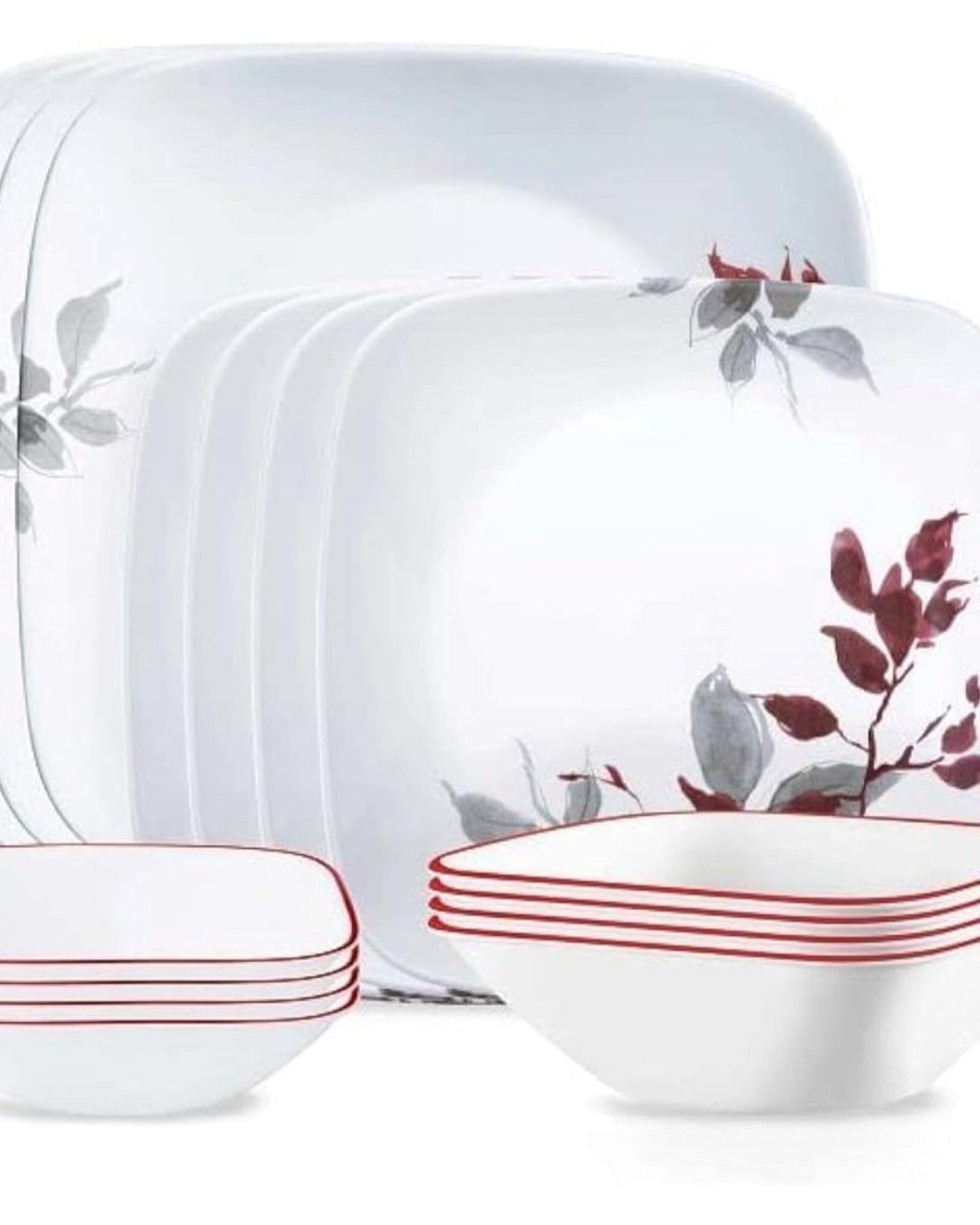 Corelle Dinnerware Set 16Pc Square Kyoto Leaves