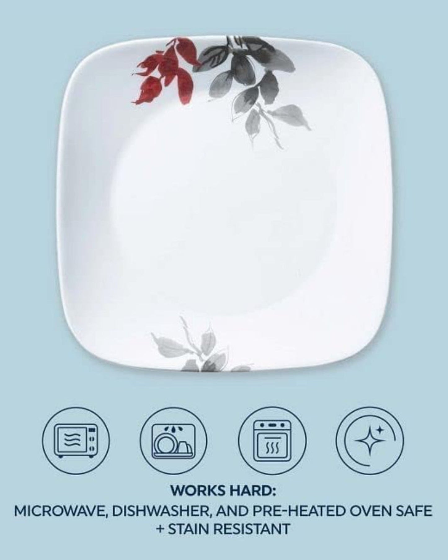 Corelle Dinnerware Set 16Pc Square Kyoto Leaves