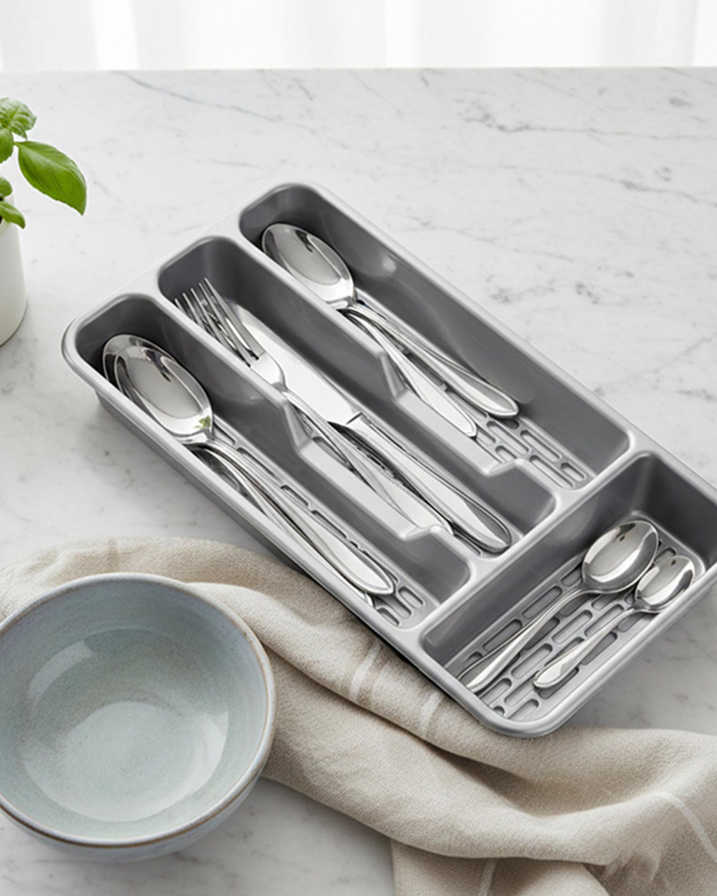 Plastic Forte Cutlery Tray Classic Silver Grey