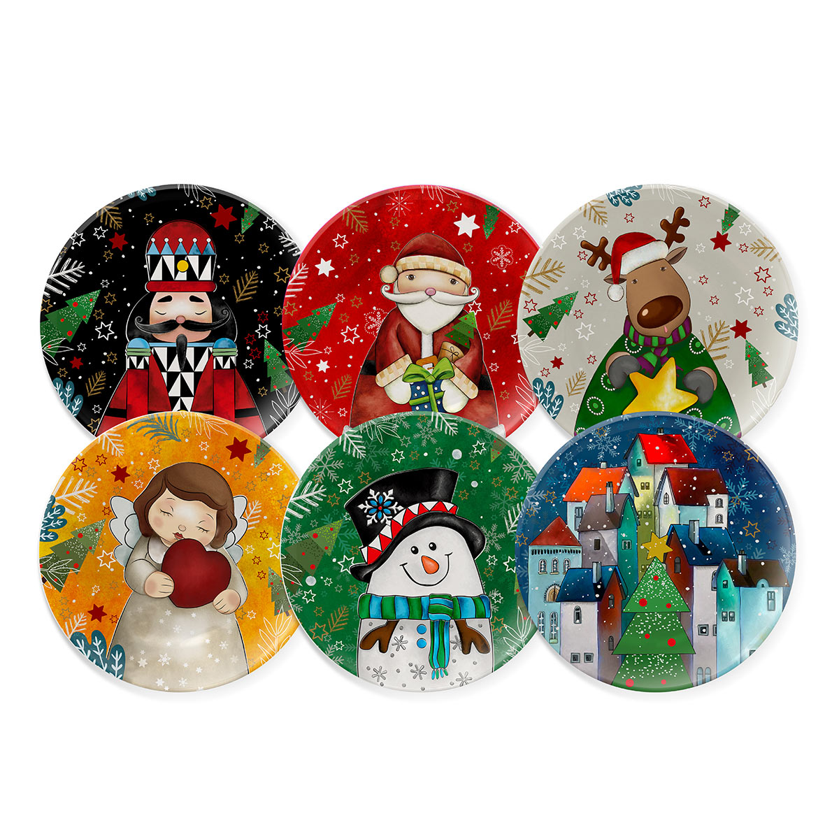 Egan Set 6 Dessert Plate Christmas D19 - 120075