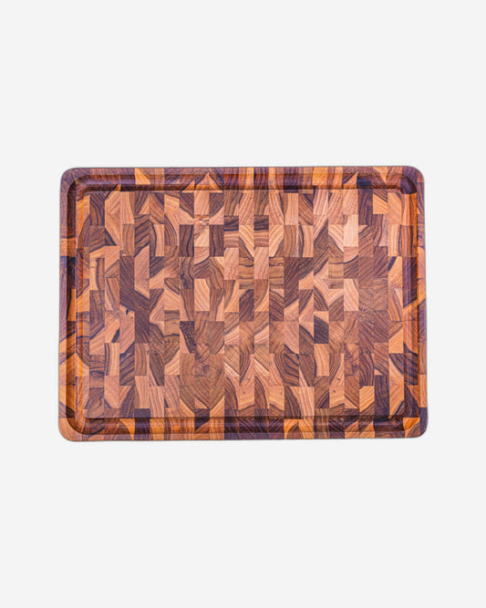 Tramontina Rectangular Cube End Grain Barbecue Board in Teak Wood with Mineral Oil Finish, 45x35 cm.