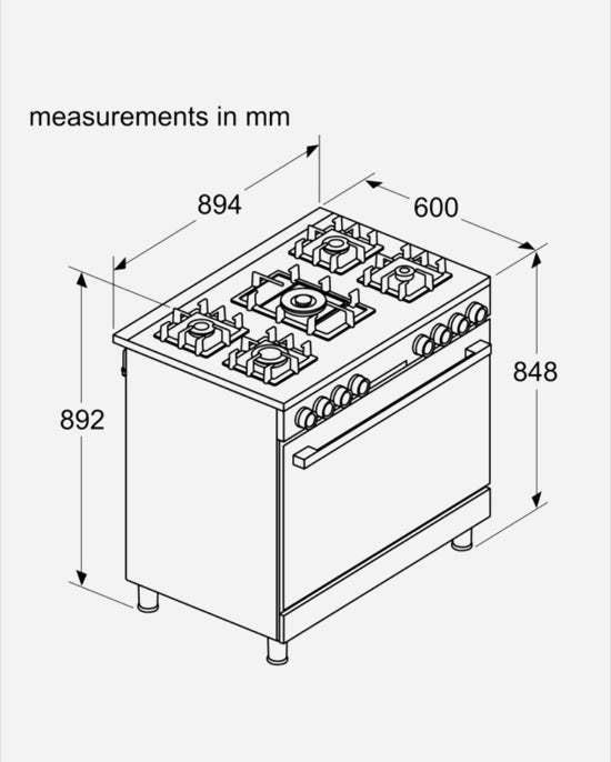 Bosch Gas Range Cooker XXL Oven Catalytic