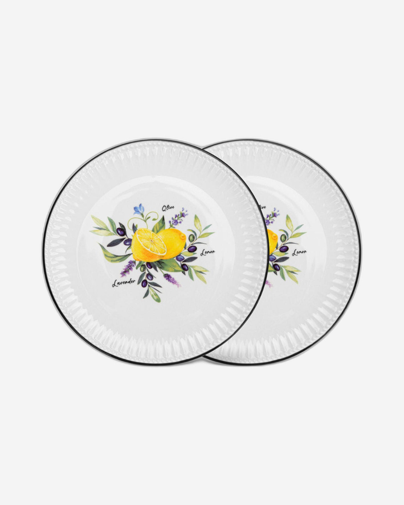 Fissman 2-Piece Plates Lemon Provence Series 21cm Porcelain