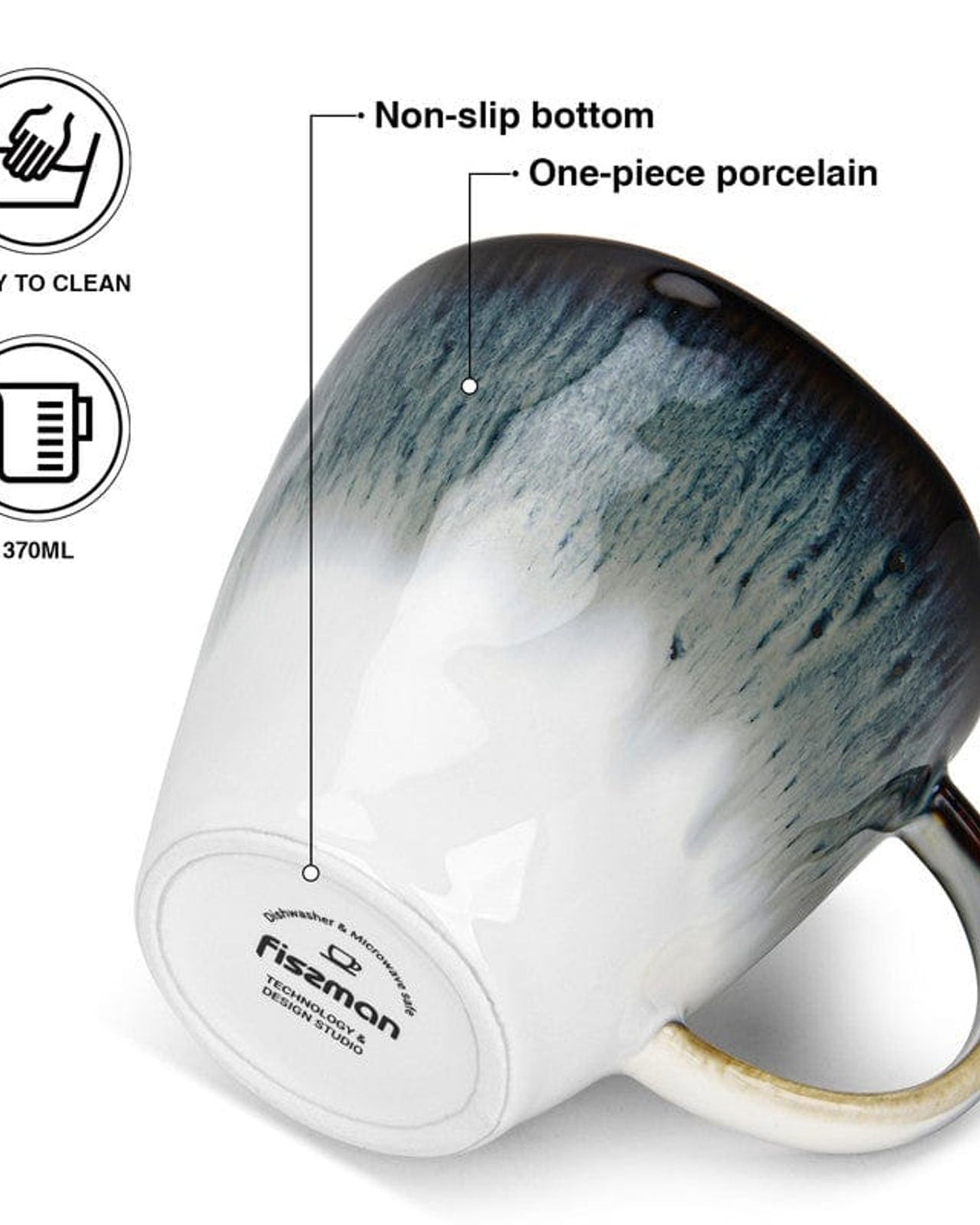 Fissman 2 Piece Mugs Galactica 370 Ml Porcelain