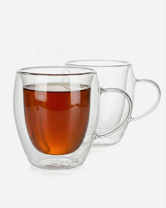 Cuisine Art Borosilicate Double Wall Glass Handle Set 250ml 2Pc