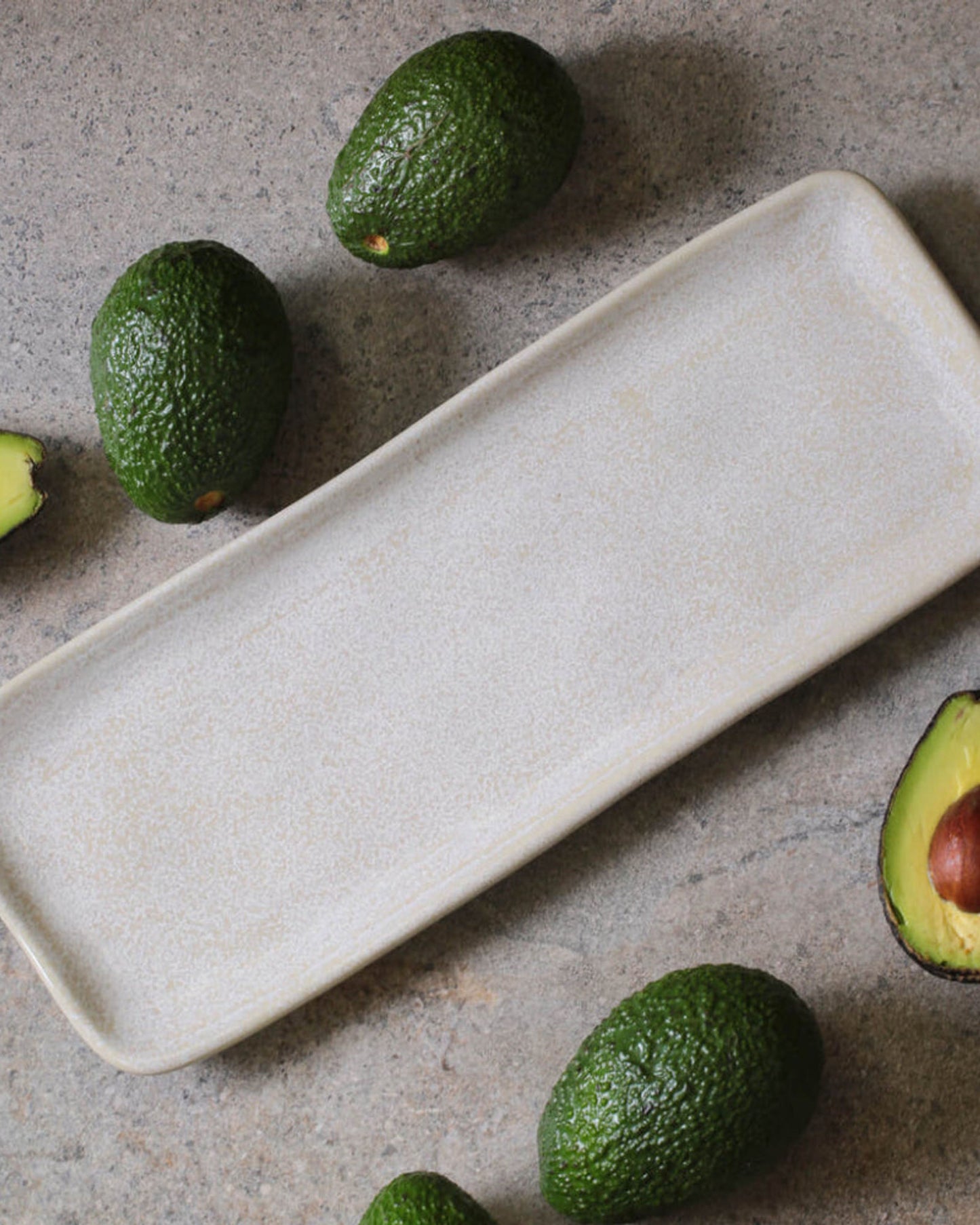 Organic Rectangular Platter Stoneware 33X13Cm Latte Made In Brazil