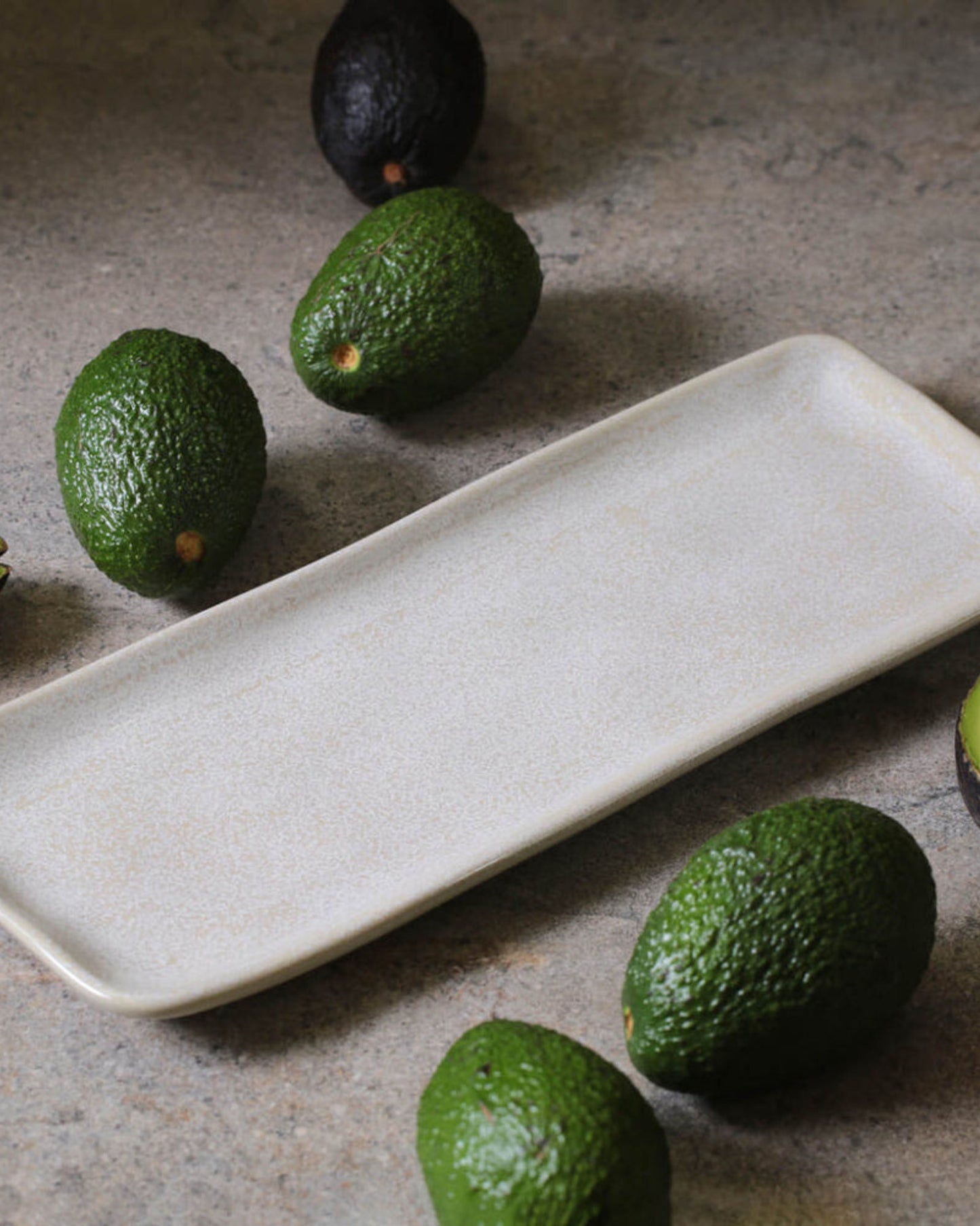 Organic Rectangular Platter Stoneware 33X13Cm Latte Made In Brazil