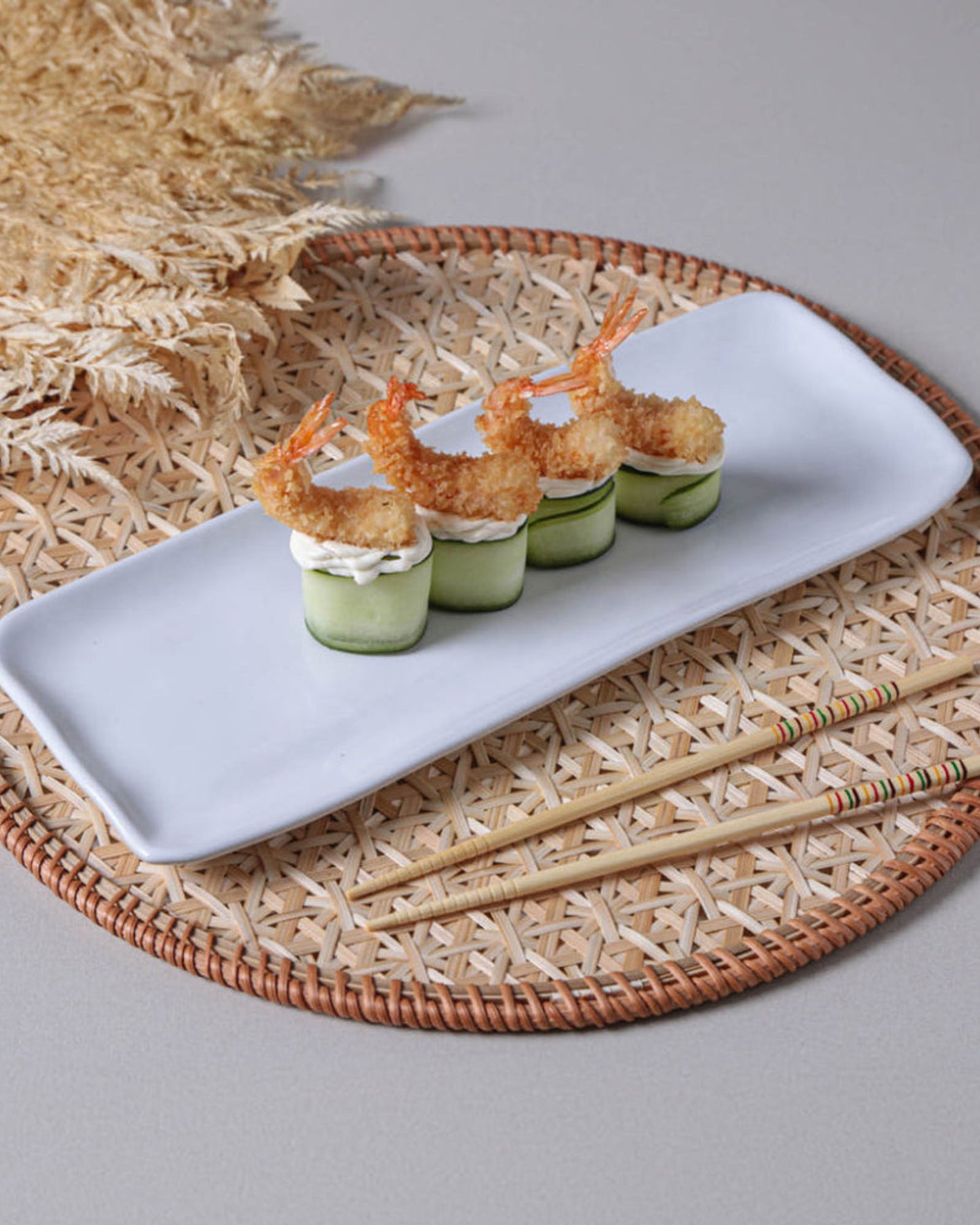 Organic Rectangular Platter Stoneware 33X13Cm New White Made In Brazil