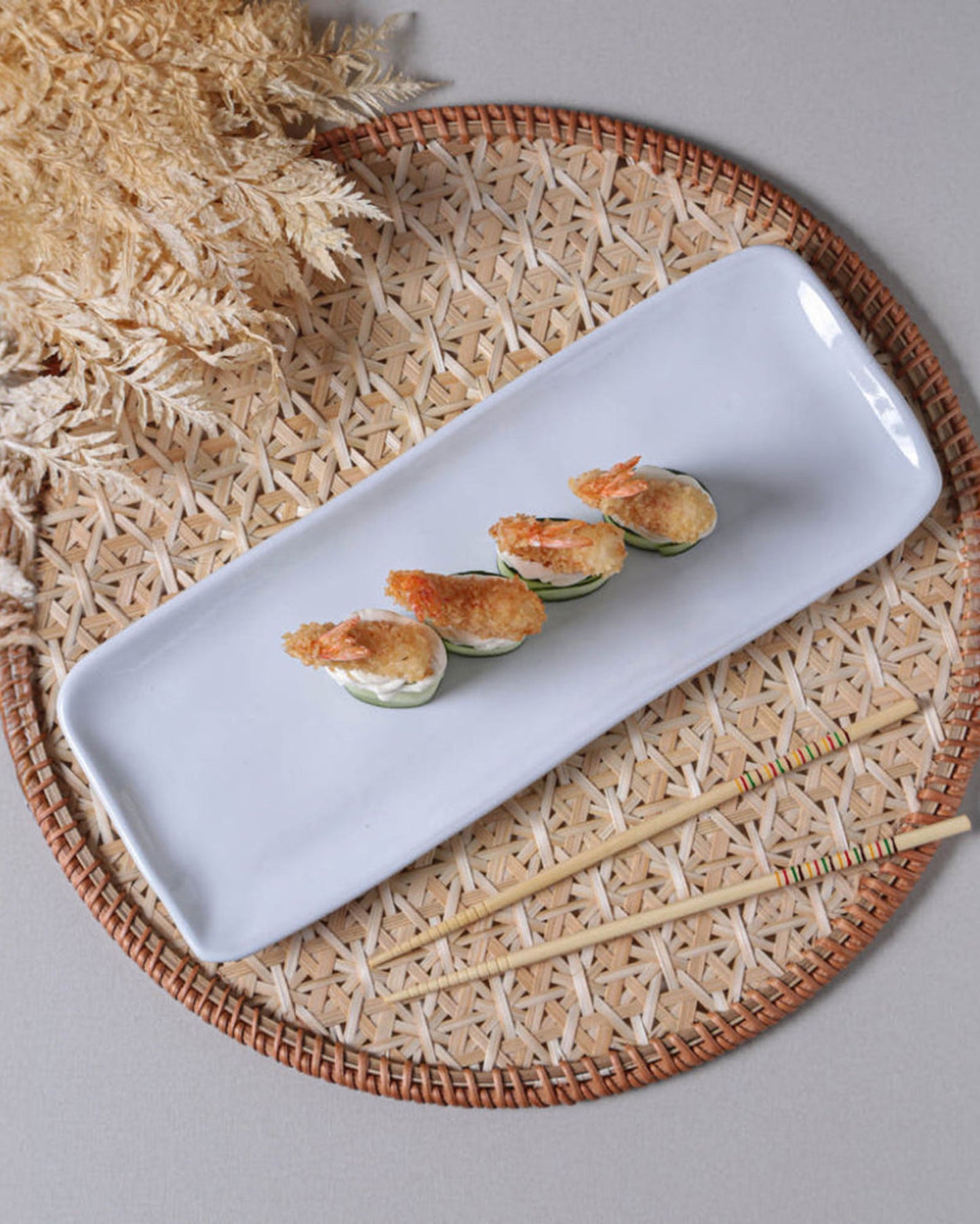 Organic Rectangular Platter Stoneware 33X13Cm New White Made In Brazil