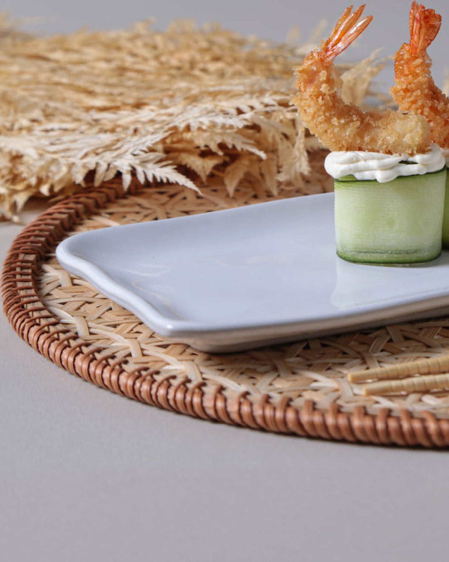 Organic Rectangular Platter Stoneware 33X13Cm New White Made In Brazil