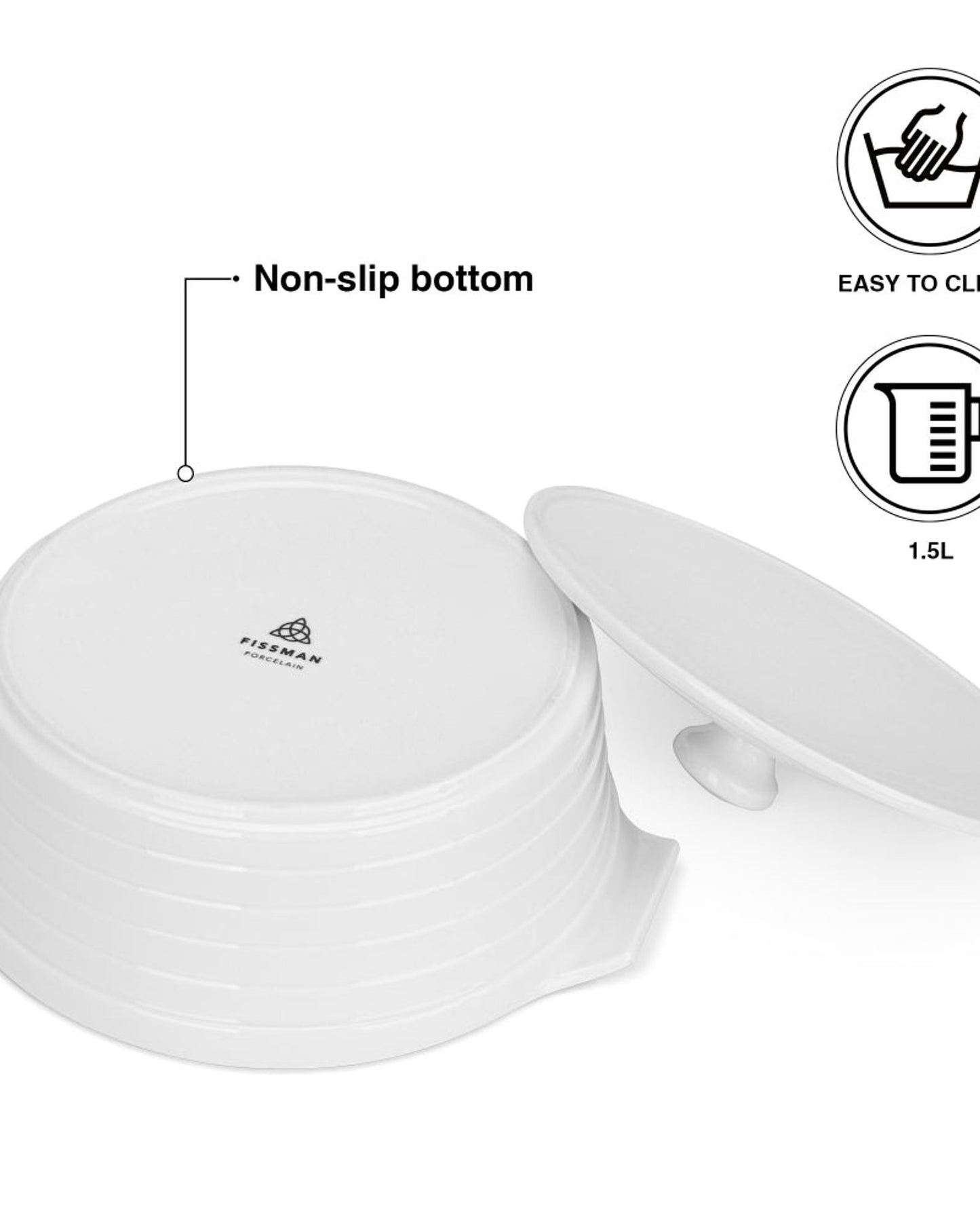 Fissman Dish Round Pot Porcelain 1.5L