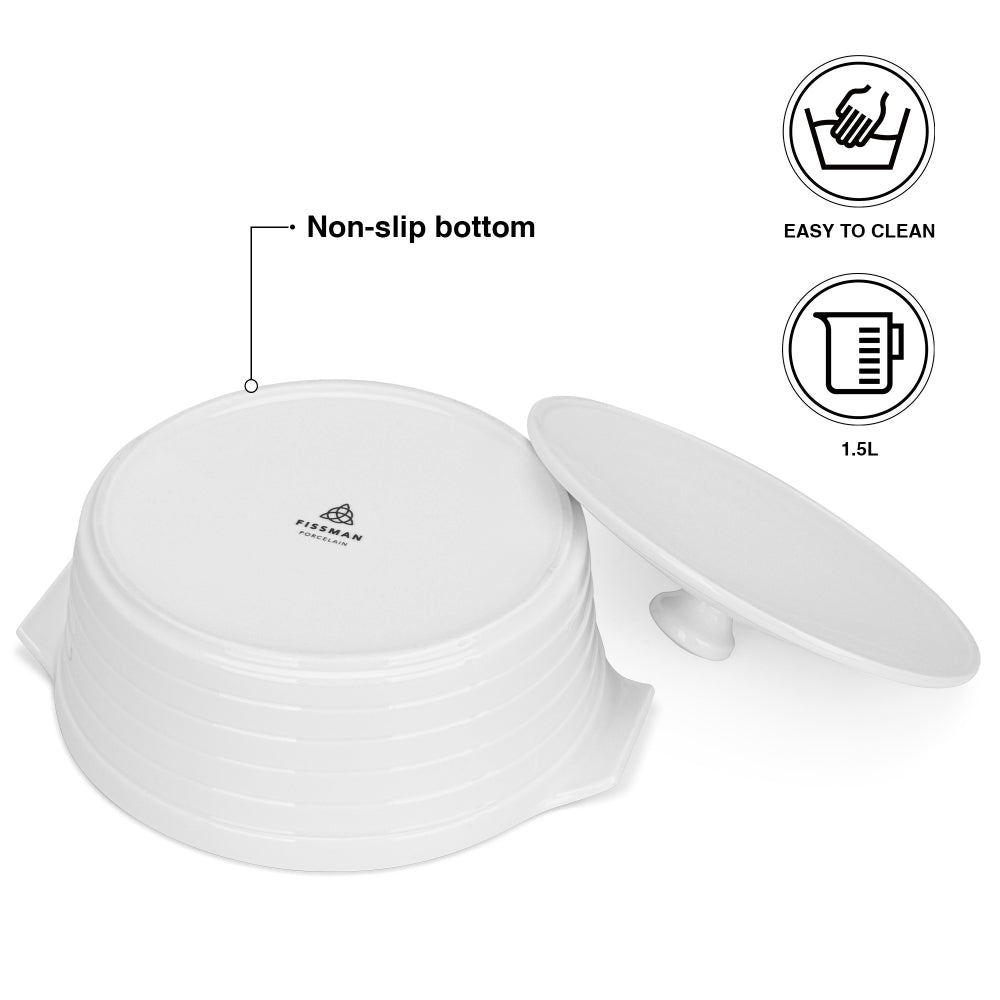 Fissman Dish Round Pot Porcelain 1.5L