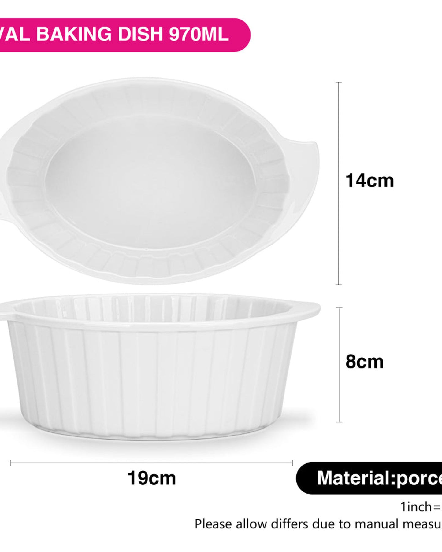 Fissman Dish Oval Porcelain 970ml