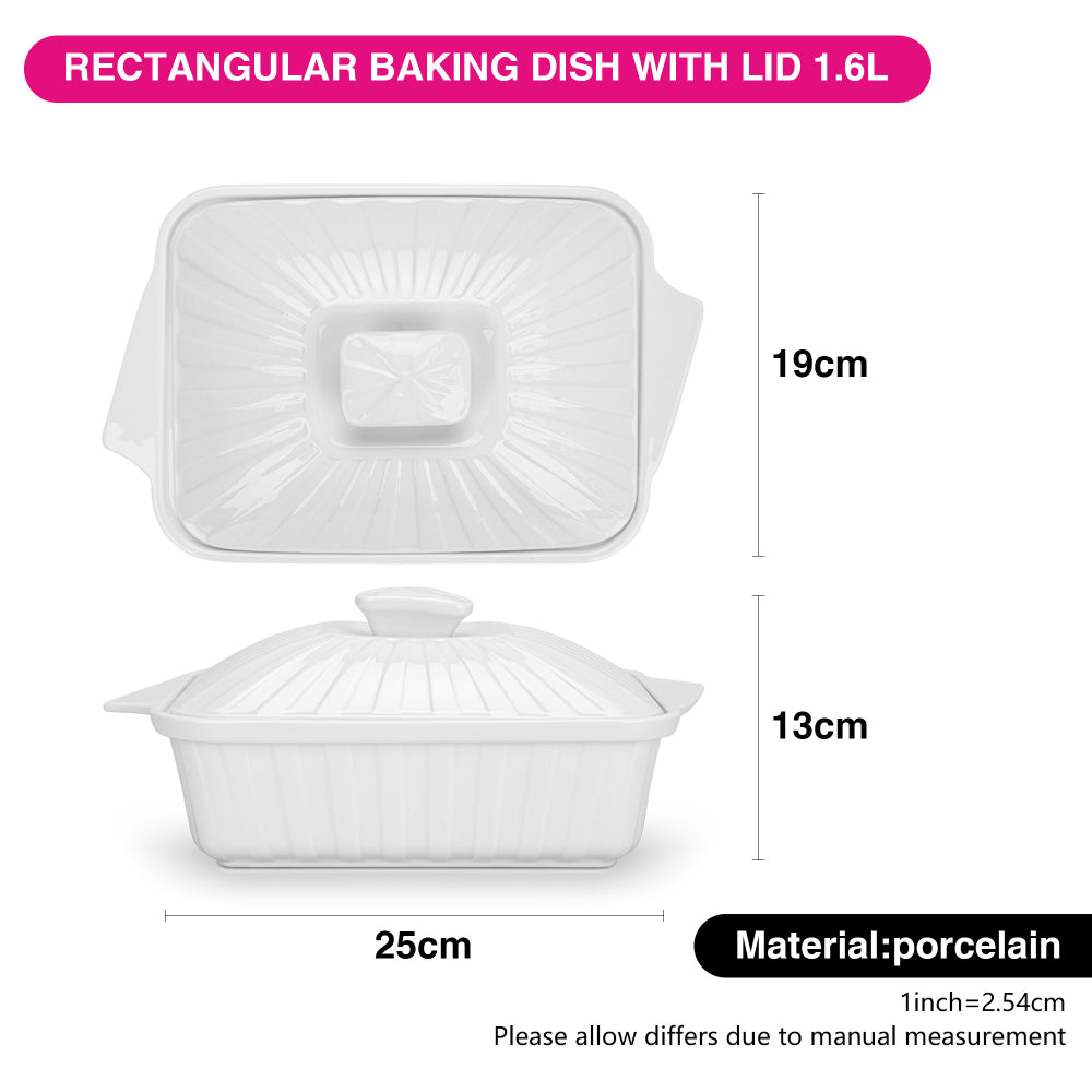 Fissman Baking Dish, Rectangular Baking Dish 25x19x13cm/1.6LTR