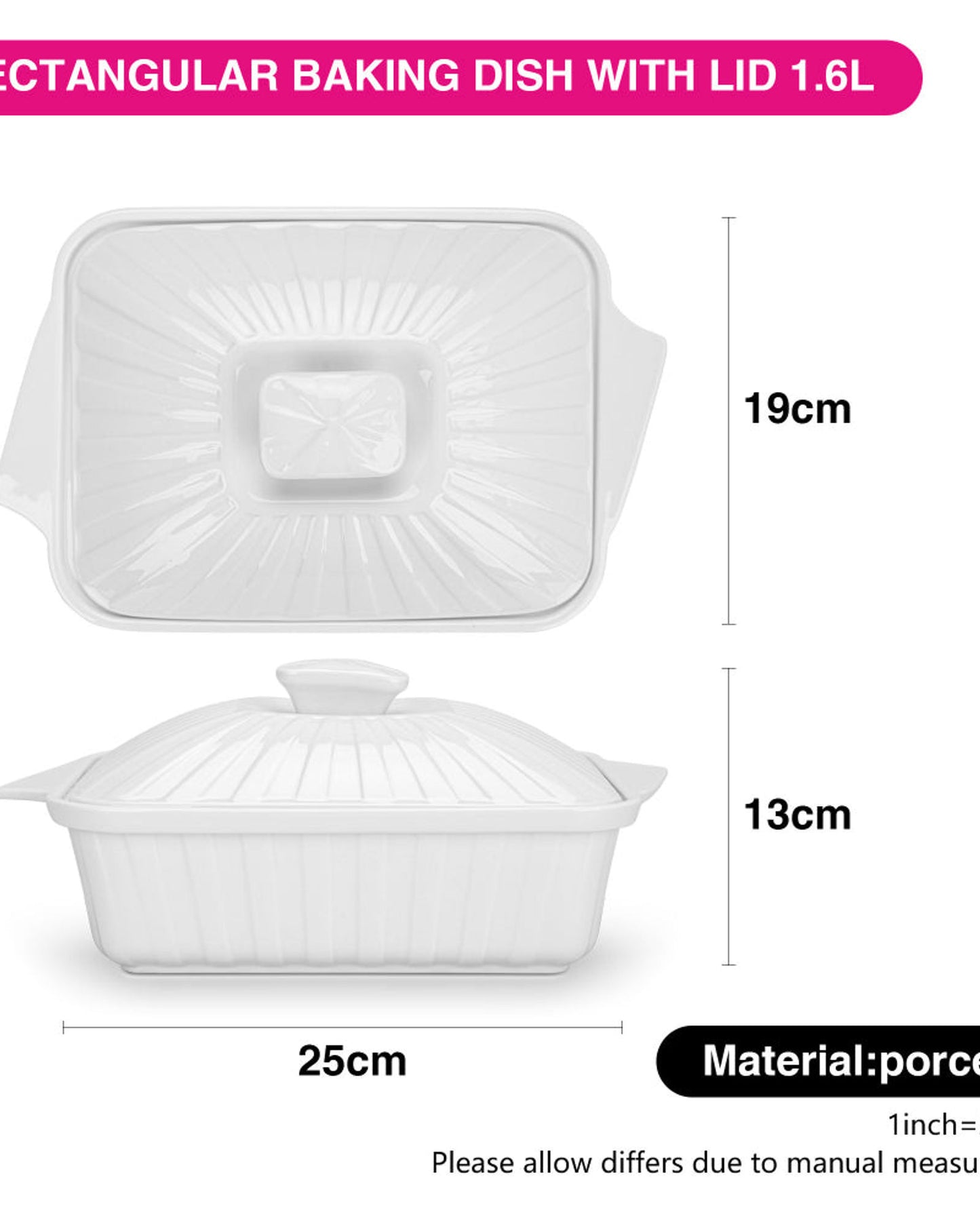 Fissman Dish Rectangular Porcelain 1.6L
