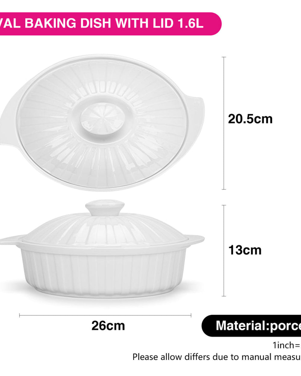 Fissman Dish Oval Porcelain 1.6L