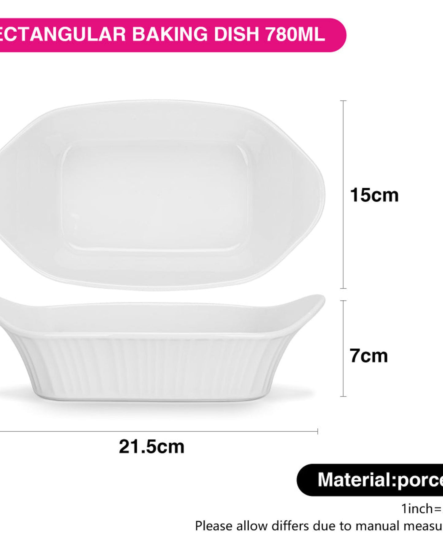 Fissman Dish Rectangular Porcelain 780ml