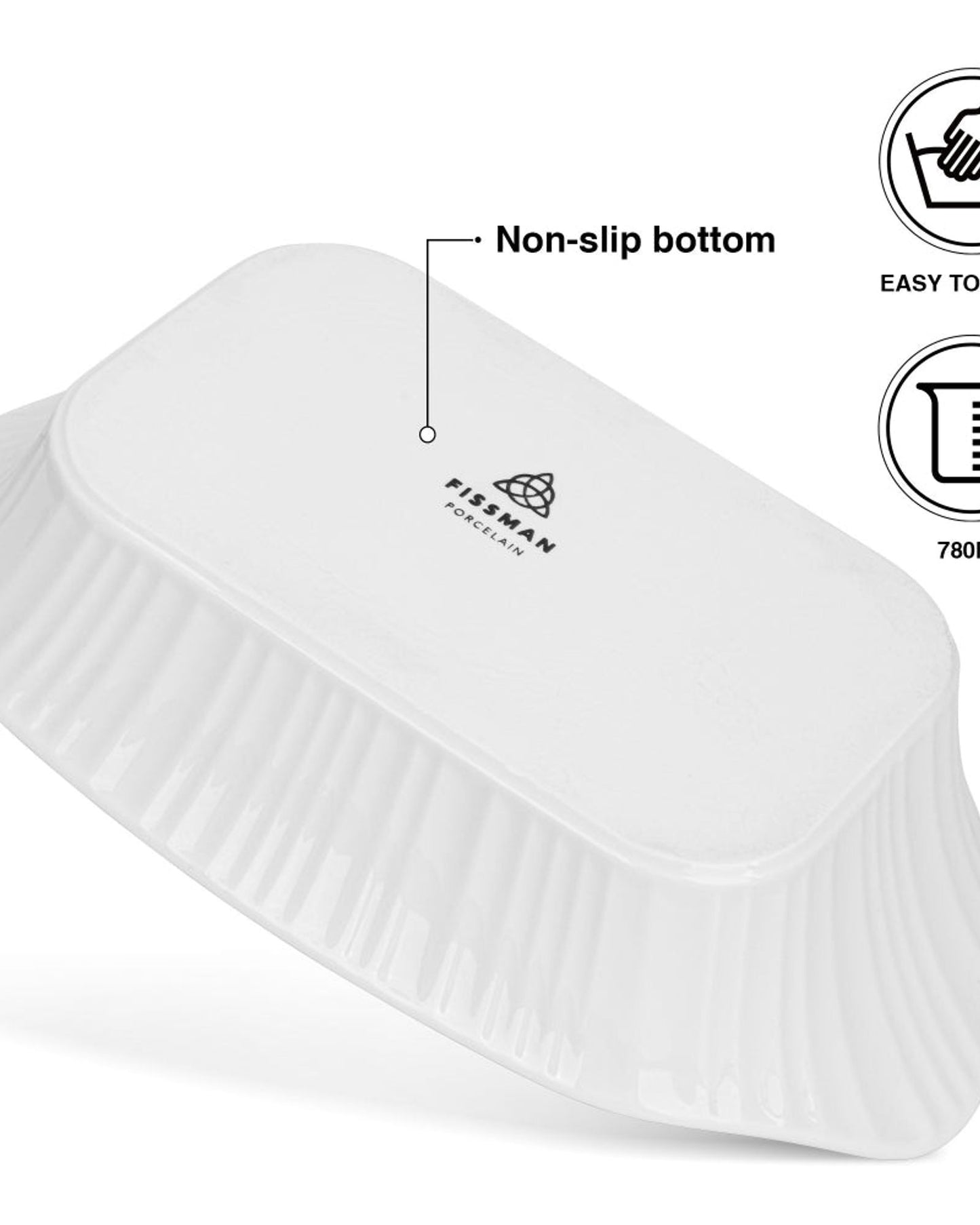 Fissman Dish Rectangular Porcelain 780ml
