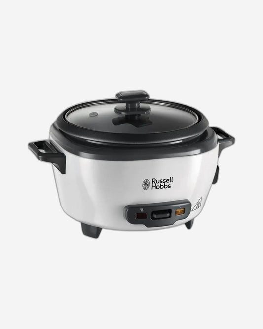 Russell Hobbs (27040GCC) Medium Rice Cooker & Steamer - 2L, Versatile Cooking, Keep Warm, Non-Stick, Glass Lid, White, 500W - 1-Year Warranty