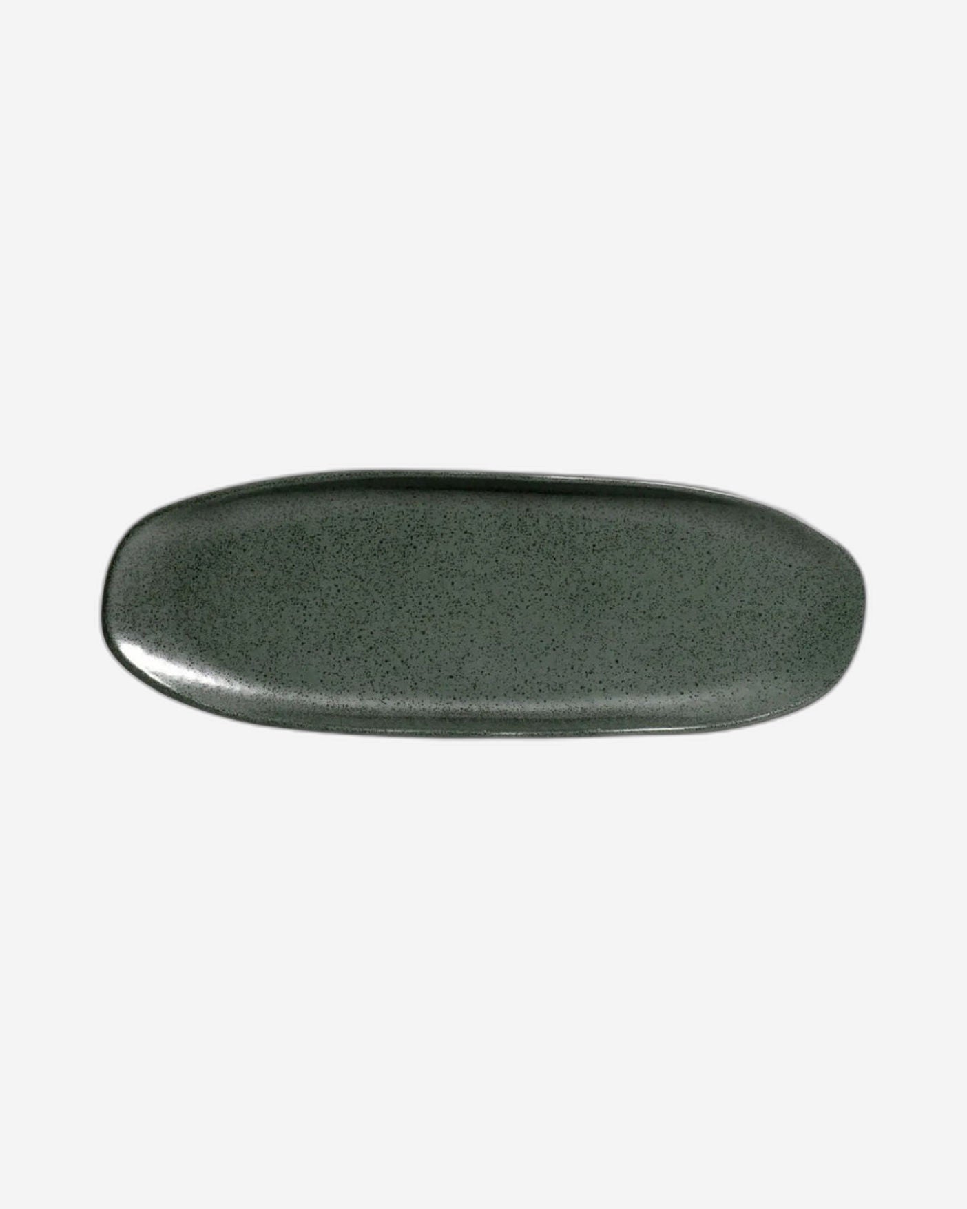 Organic Shallow Oval Platter Stoneware 36X13Cm Greenery Made In Brazil