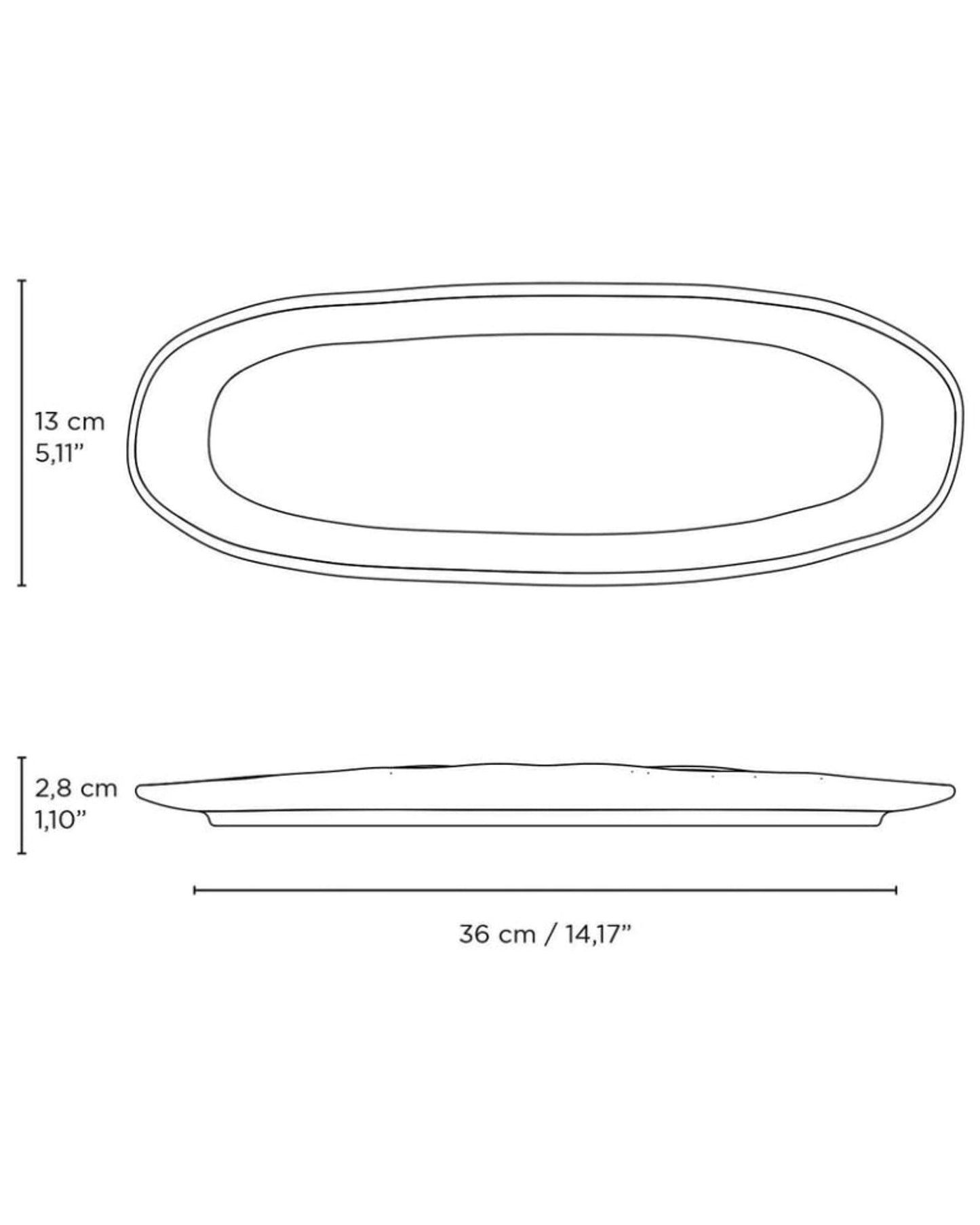 Organic Shallow Oval Platter Stoneware 36X13Cm Latte Made In Brazil