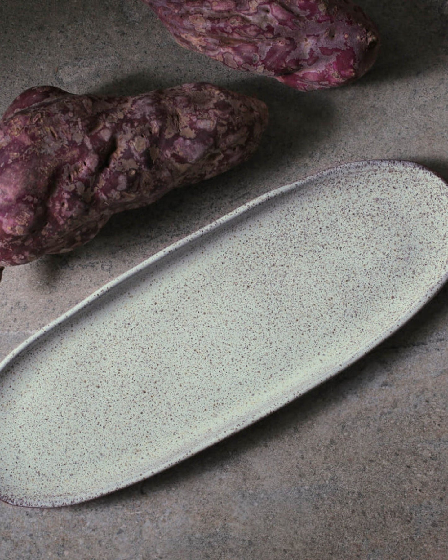 Organic Shallow Oval Platter Stoneware 36X13Cm Pistache Made In Brazil