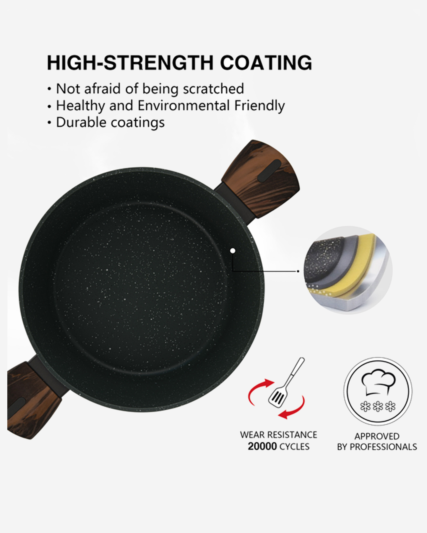 Fissman Non Stick Aluminium Stockpot Cuisine 20×10cm / 2.6L with Glass Lid