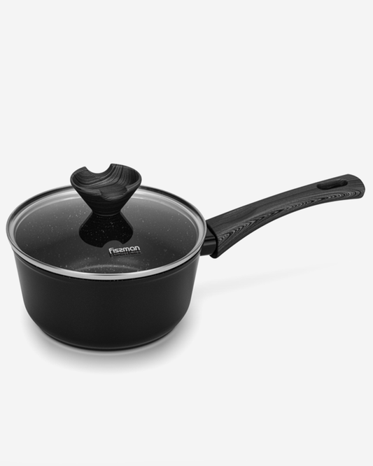 Fissman Sauce Pan Angela 16x8cm/1.39 Ltr With Glass Lid (Aluminium With Non-Stick Coating)
