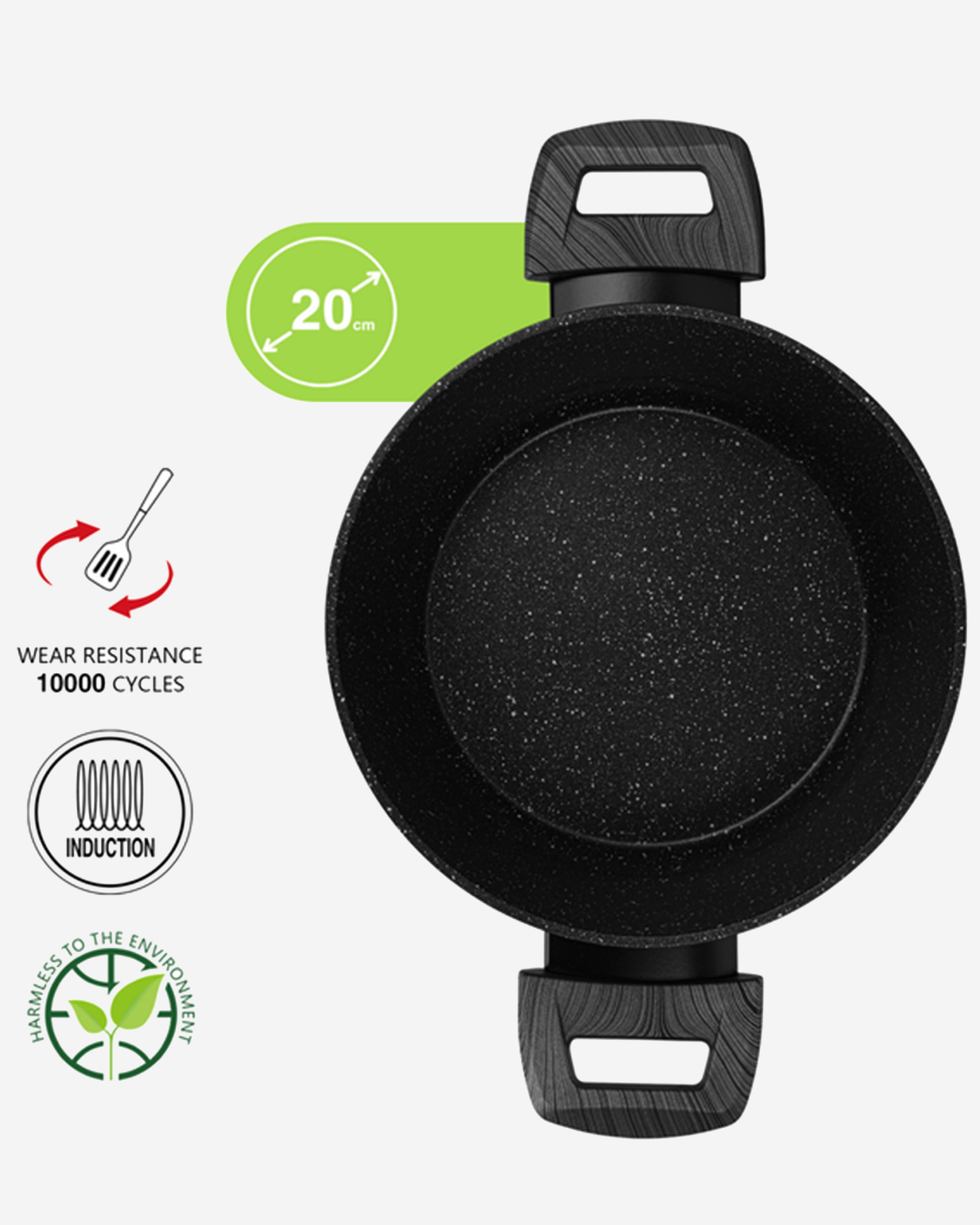 Fissman Non Stick Aluminium Stockpot Angela 20×9.5cm / 2.5L with Glass Lid