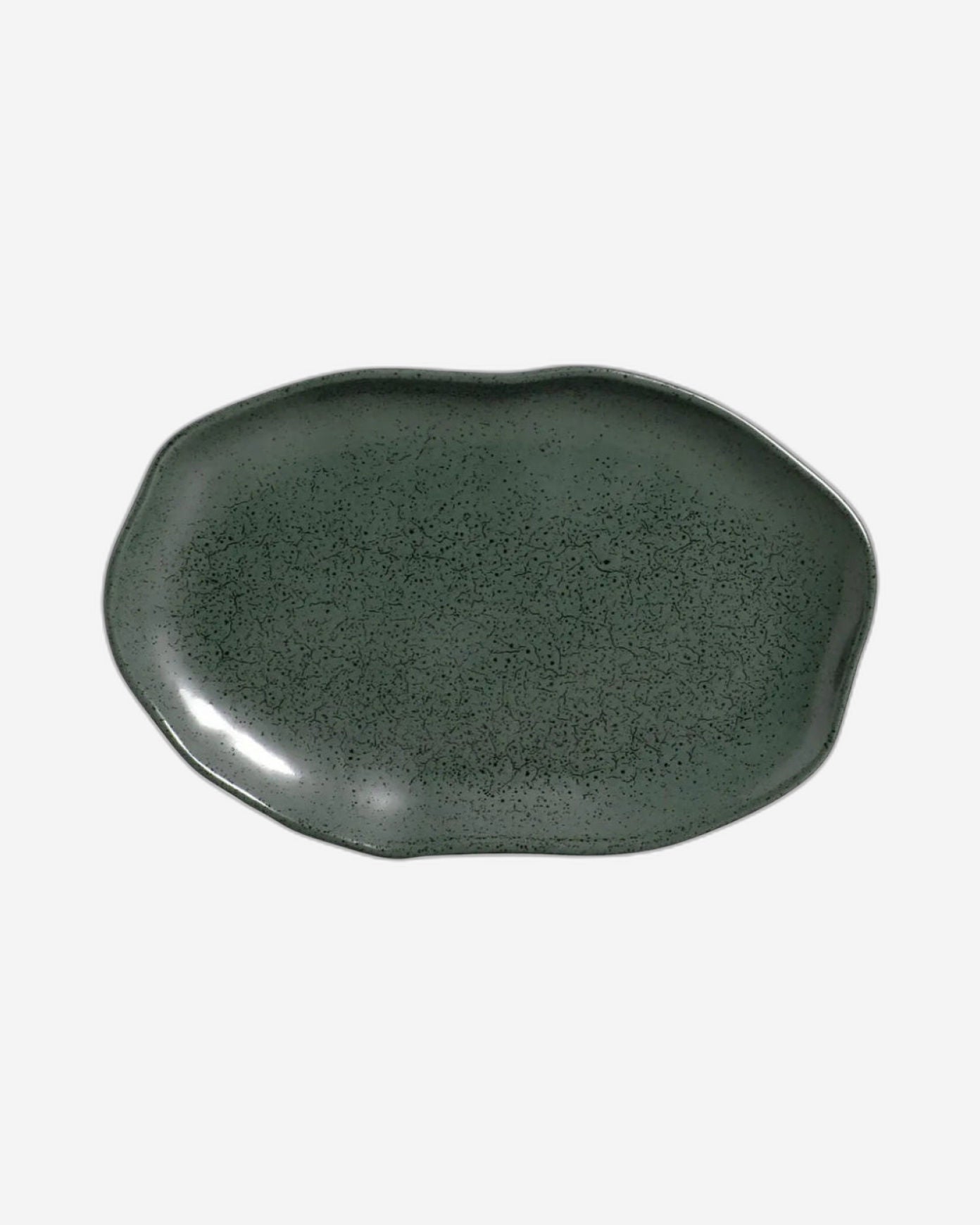 Bio Shallow Oval Platter Stoneware 30X20Cm Greenery Made In Brazil