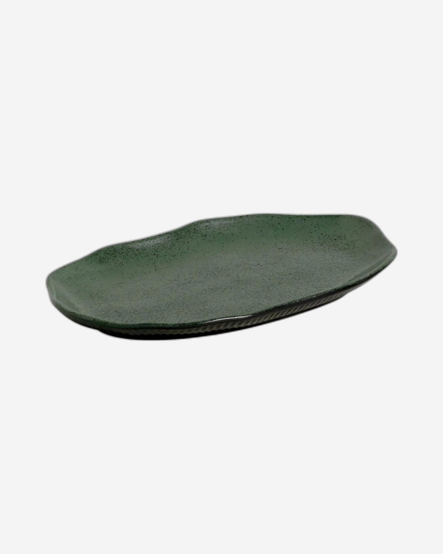 Bio Shallow Oval Platter Stoneware 30X20Cm Greenery Made In Brazil