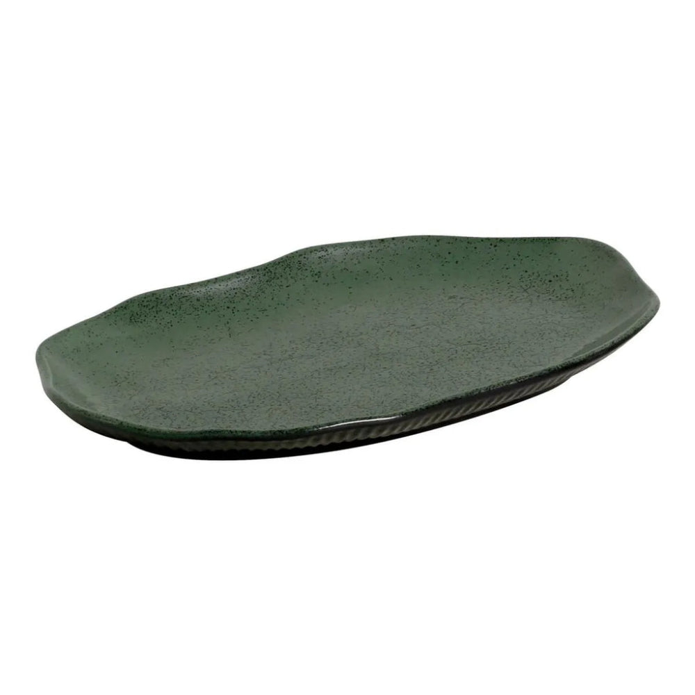 Bio Shallow Oval Platter Stoneware 30X20Cm Greenery Made In Brazil