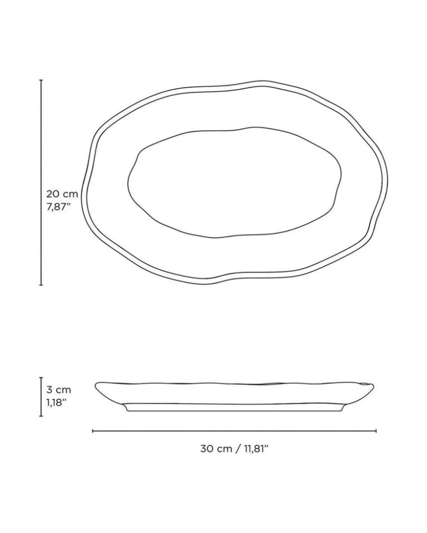 Bio Shallow Oval Platter Stoneware 30X20Cm Greenery Made In Brazil
