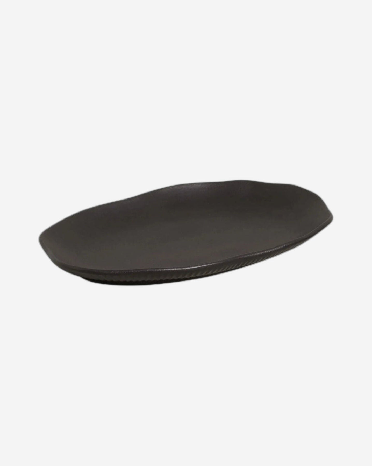 Bio Shallow Oval Platter Stoneware 30X20Cm Black Matte Made In Brazil