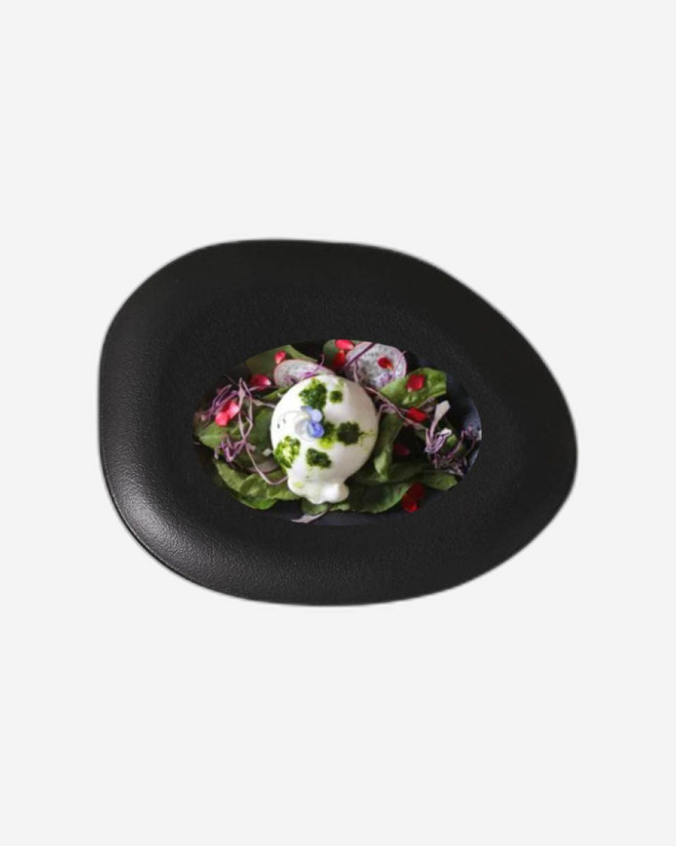 Organic Oval Dinner Plate Stoneware 31X24X2.5Cm Black Matte Made In Brazil