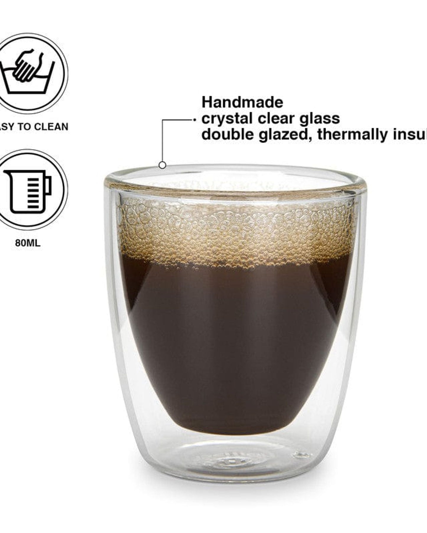 Fissman Double Wall Glasses Borosilicate 2Pc 80ml