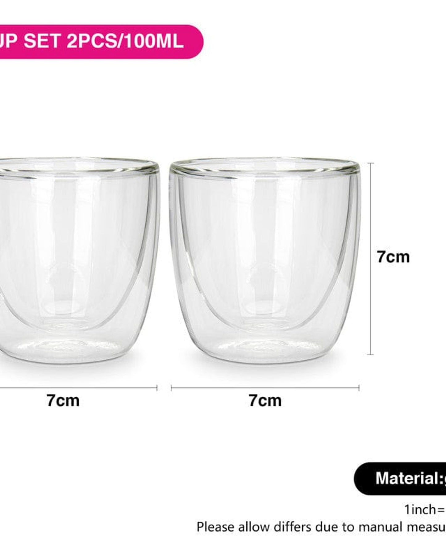 Fissman Double Wall Glasses Borosilicate 2Pc 100ml