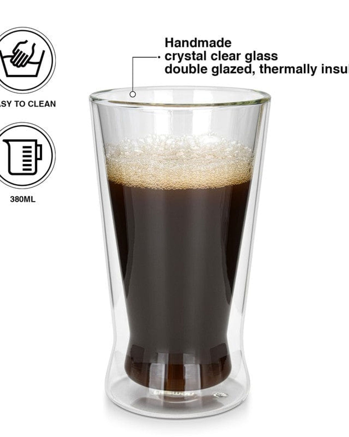 Fissman Double Wall Glasses Borosilicate 2Pc 380ml